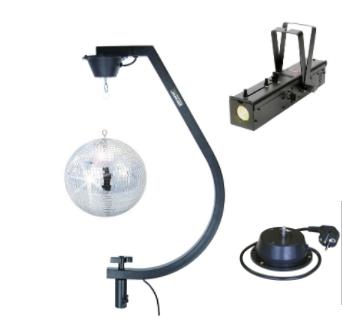Pack Boule à Facette 30 CM + Moteur + Pied + Spot - Solution de location de matériel pour particuliers à Caen