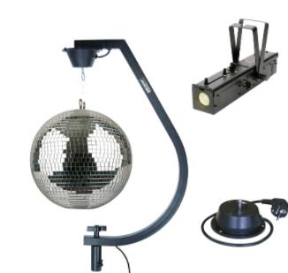 Pack Boule à Facette 50 CM + Moteur + Pied + Spot - Solution de location de matériel pour particuliers à Caen