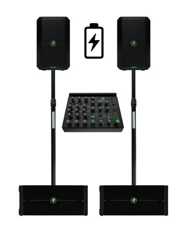 Photo Pack Sonorisation Autonome (2 Enceintes + 2 Caissons + Table de Mixage) 80 - 110 Personnes !