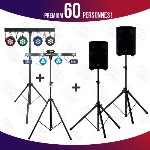 Pack PREMIUM Sonorisation + Lumières 60 personnes !