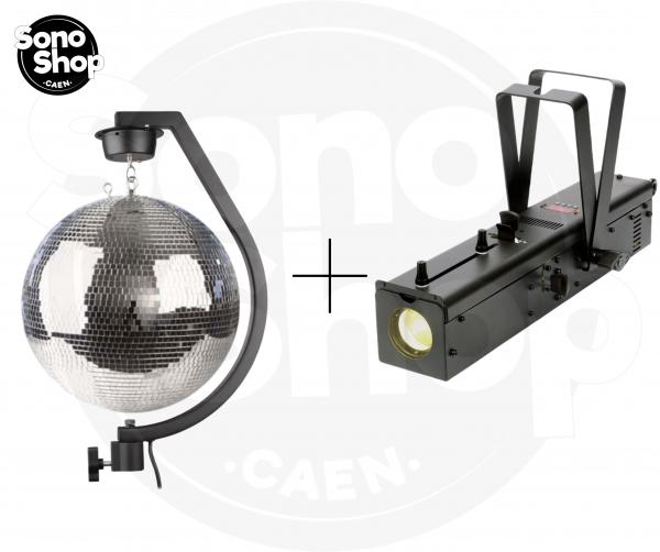 Pack Boule à Facette 50 CM + Moteur + Pied + Spot - Solution de location de matériel pour particuliers à Caen